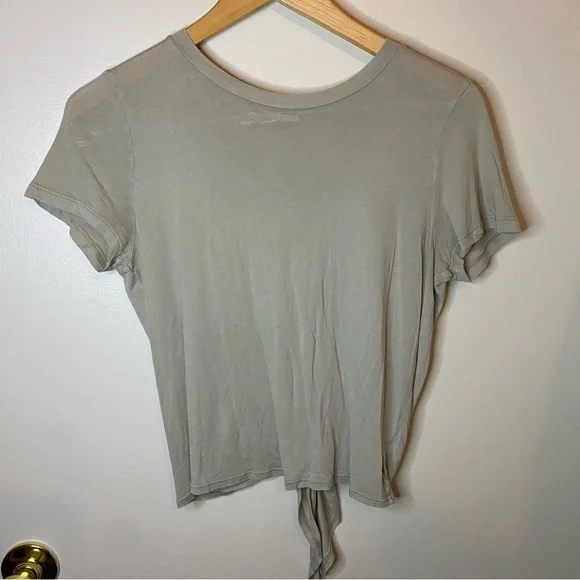 AERIE Light Sand Colored Tie Back Tee - Picture 1 of 5